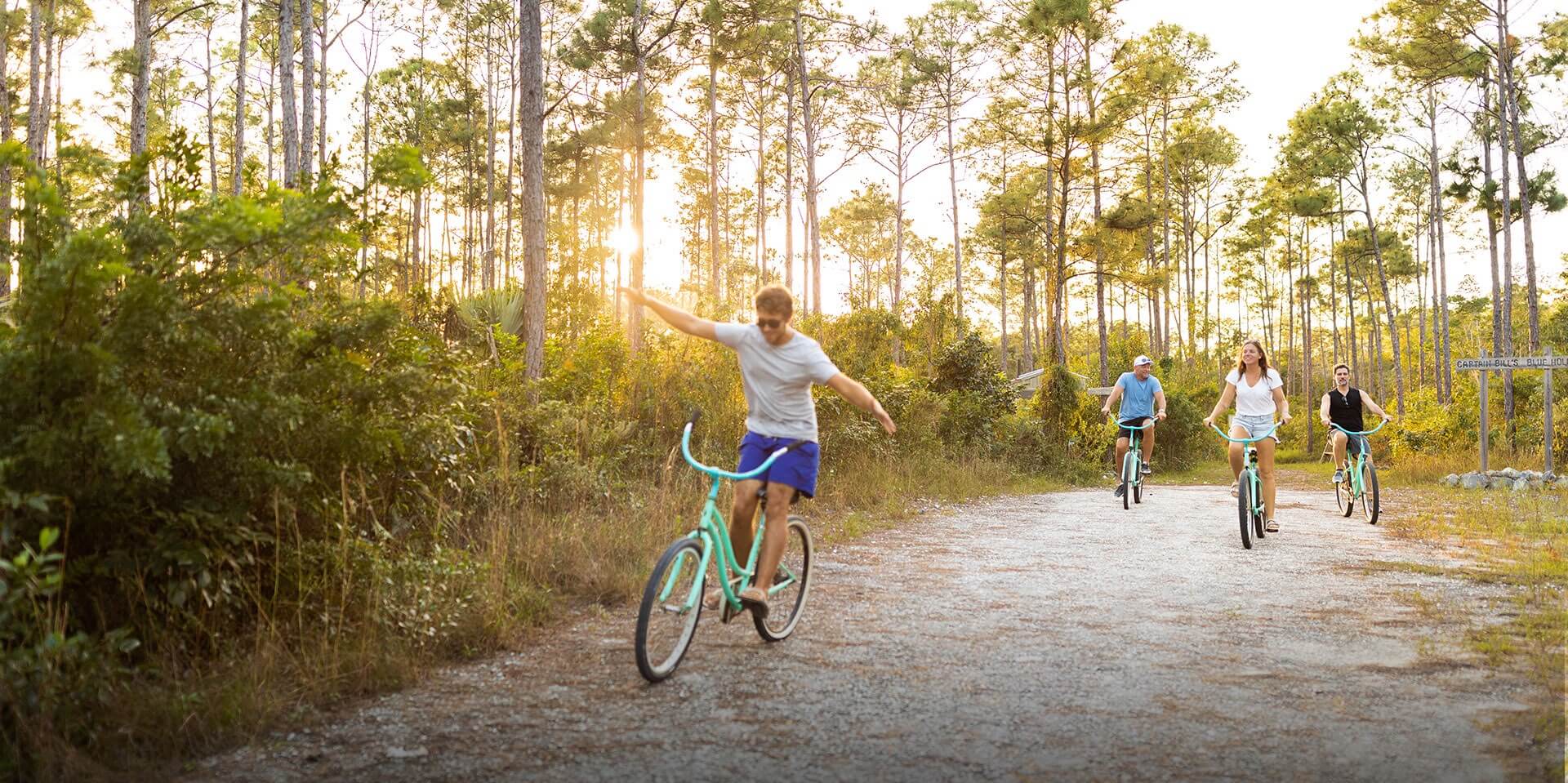 family riding bicicles