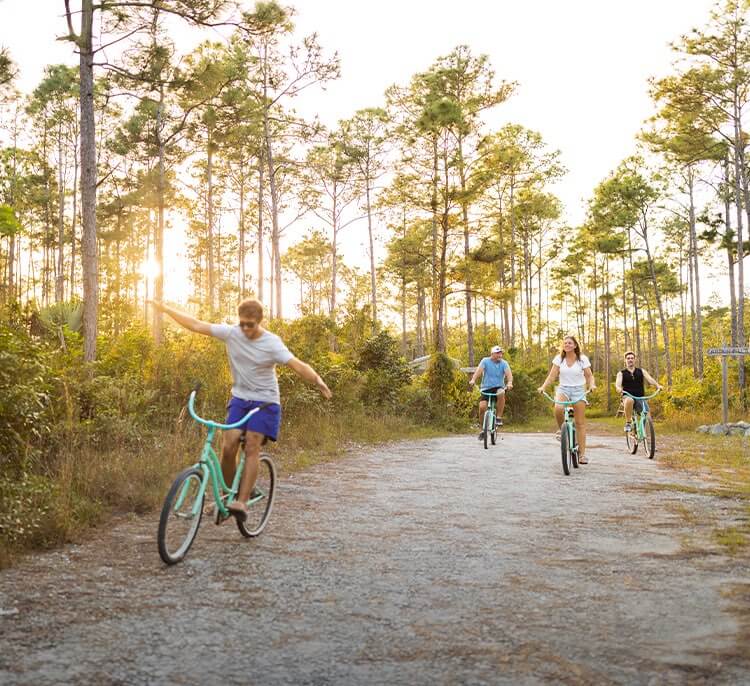 family riding bicicles