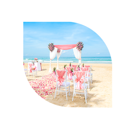 wedding on the beach set up