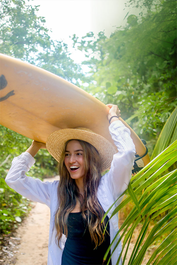 woman with board