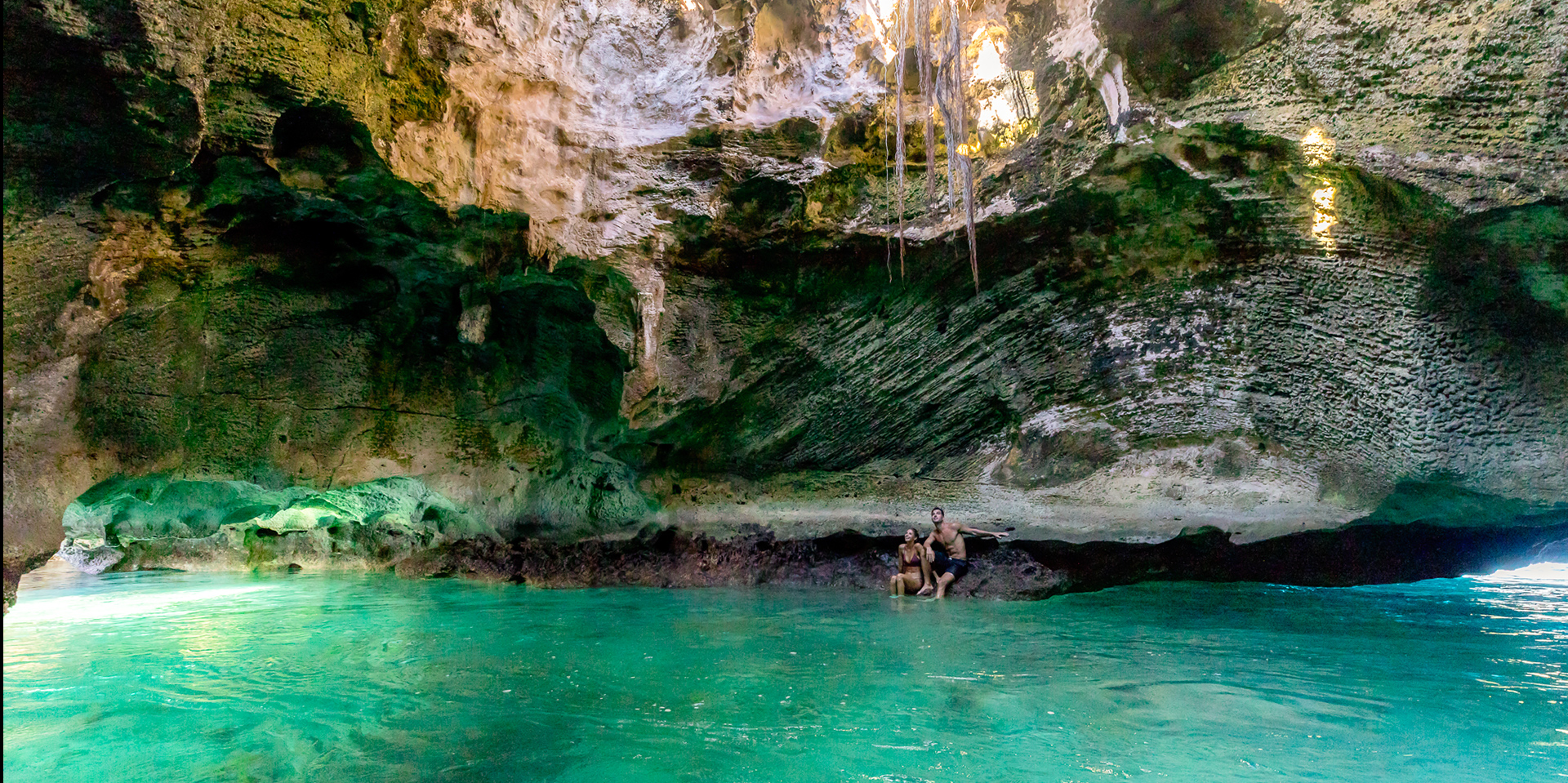 couple inside a beautiful cave