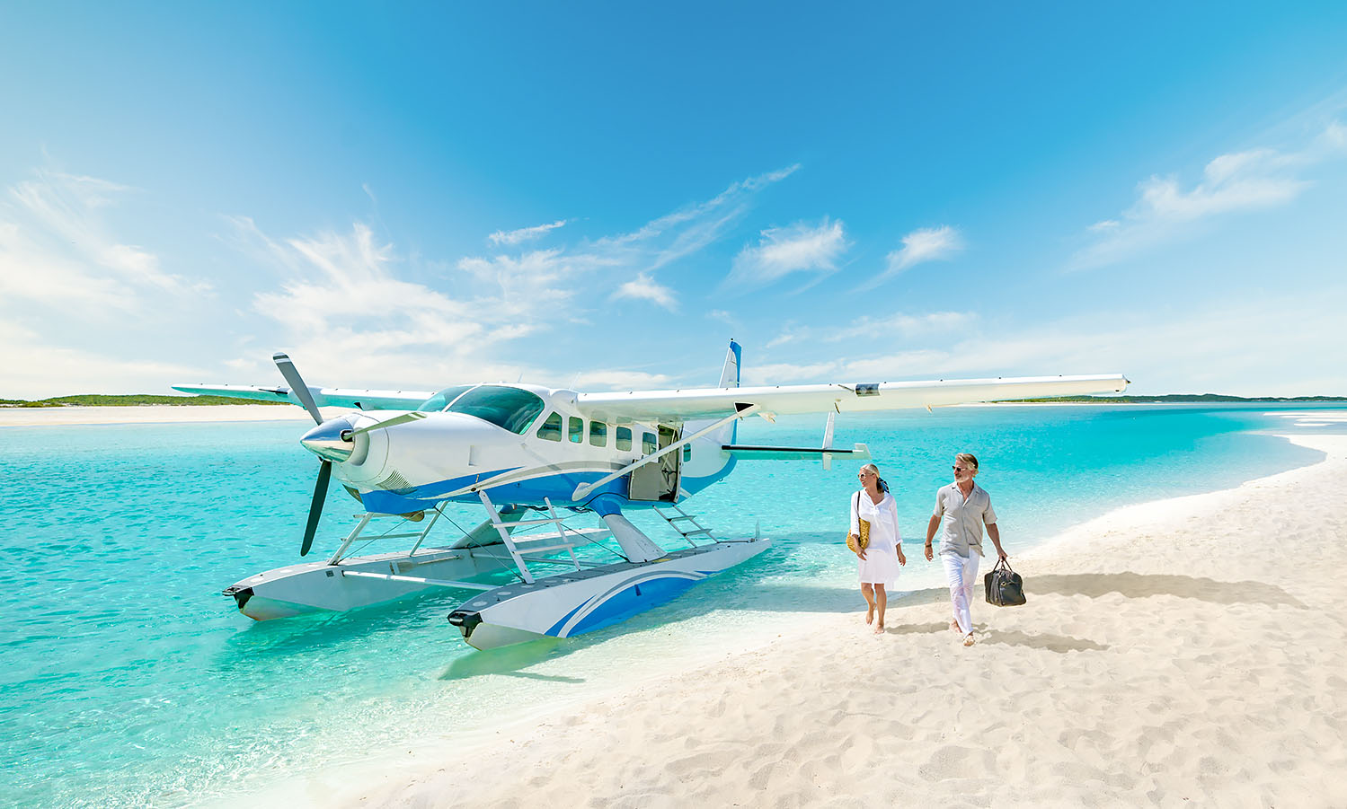 Couple arriving by plane